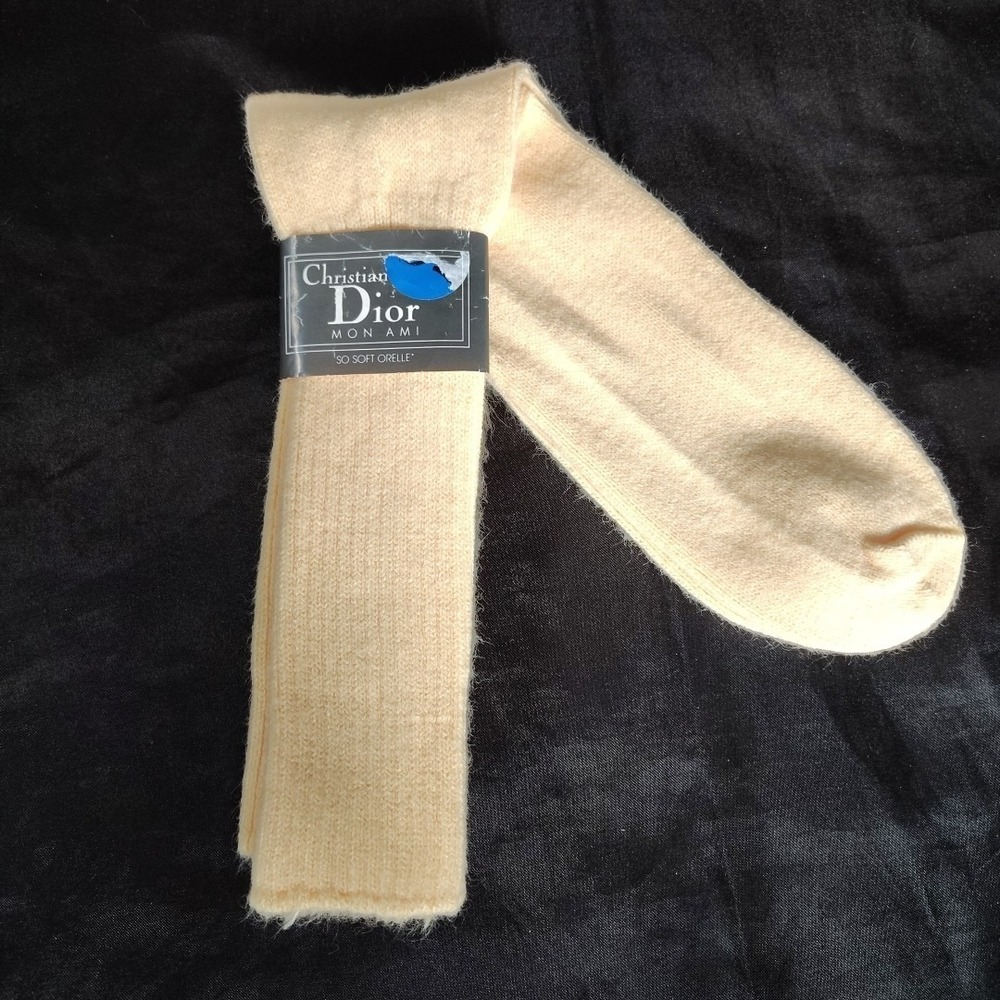 Christian Dior Socks Mens Size 10-13 Yellow Mon Ami Orelle Soft Crew Vintage